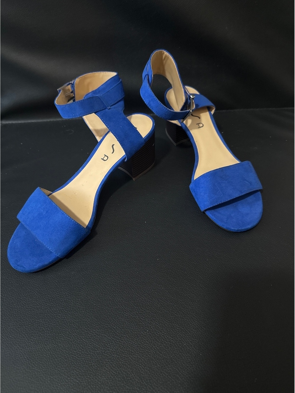 Blue Ankle Strap Block Heel Sandals Women’s size 10